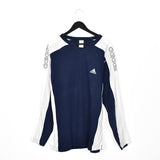 Vintage Adidas V-neck jumper long sleeve shirt tee blouse top sweatshirt in grey and dark blue