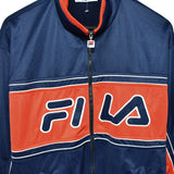 Vintage Fila track jacket windbreaker fleece longsleeve tee pullover sweatshirt jumper in blue and red
