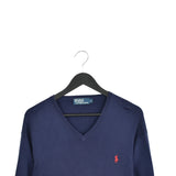 Vintage Ralph Lauren polo V neck sweater thin material longsleeve tee pullover sweatshirt in dark blue