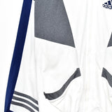 Vintage Adidas windbreaker zip up tracksuit track jacket trackie sweater jumper sweatshirt pullover long sleeve in white grey and blue