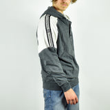 Vintage Champion button up hoodie jumper sweater pullover in white and gray