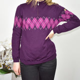 Cute Pringle golf quarter zip up long sleeve top sweatshirt jumper sweater pullover in purple and pink
