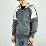 Vintage Champion button up hoodie jumper sweater pullover in white and gray