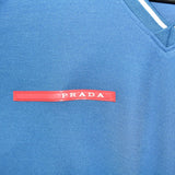 Vintage Prada V-neck t-shirt top blouse tee in navy red and white