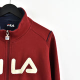 Vintage Fila zip up jacket jumper lonsgsleeve tee pullover sweatshirt fleece track jacket in burgundy and white