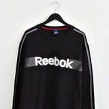 Vintage Reebok crewneck jumper pullover sweatshirt windbreaker fleece track jacket hoodie in black and white