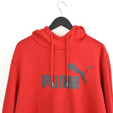 Vintage Puma hoodie long sleeve sweatshirt pullover jumper fleece in bright red and grey