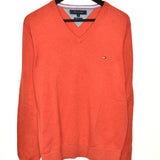 Vintage Tommy Hilfiger V-neck thin material longsleeve tee pullover sweater in orange