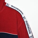 Vintage Man’s world Sport quarter zip up fleece jumper longsleeve tee pullover sweatshirt in dark blue and red