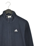 Vintage Adidas zip up fleece jacket sweatshirt longsleeve tee pullover jumper in navy blue