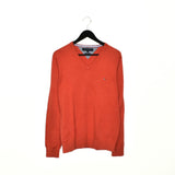 Vintage Tommy Hilfiger V-neck thin material longsleeve tee pullover sweater in orange