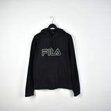Vintage Fila hoodie long sleeve sweatshirt jumper pullover windbreaker in black