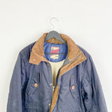 Vintage Review winter jacket puffer coat windbreaker tracksuit track jacket long sleeve in dark blue