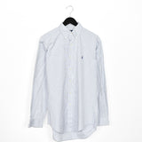 Vintage Ralph Lauren button down formal shirt long sleeve blouse top in blue and white