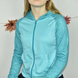 Vintage Champion zip up fleece track jacket blazer cardigan jumper sweater top pullover in electric green/cyan