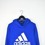 Vintage Adidas hoodie pullover sweatshirt windbreaker fleece track jacket in bright blue