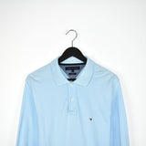 Vintage Tommy Hilfiger long sleeve polo shirt t-shirt pullover jumper in lighter blue