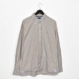 Vintage Tommy Hilfiger formal button up shirt long sleeve top in white and brown stripes