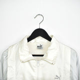 Vintage Puma windbreaker zip up jacket trackie track coat in white and grey