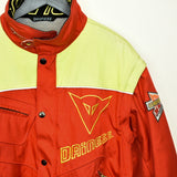 Vintage Dainese motor bomber jacket fleece windbreaker in neon red and yellow