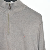 Vintage Tommy Hilfiger quarter zip up jumper longsleeve tee pullover sweatshirt hoodie in brown