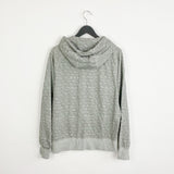 Vintage Nike hoodie pullover sweatshirt top in grey with neon green strings and zipper