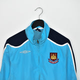 Vintage Umbro windbreaker zip up tracksuit track jacket trackie sweater jumper sweatshirt pullover long sleeve in light blue