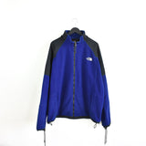 Vintage The North Face zip up tracksuit fleece track jacket trackie sweater windbreaker jumper sweatshirt pullover long sleeve in blue and black.