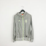 Vintage Nike hoodie pullover sweatshirt top in grey with neon green strings and zipper