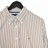 Vintage Tommy Hilfiger formal button up shirt long sleeve top in white and brown stripes