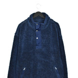 Vintage fuzzy zipneck outerwear sweatshirt jumper sweater pullover hoodie in dark blue