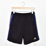 Vintage Adidas shorts trousers joggers bottoms pants in black with purple and yellow stripes