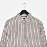Vintage Tommy Hilfiger formal button up shirt long sleeve top in white and brown stripes