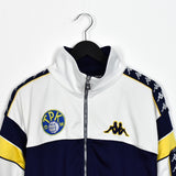Vintage Kappa track jacket longsleeve tee pullover windbreaker sweatshirt in white and navy