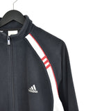 Vintage Adidas zip up jacket fleece jumper tracksuit track windbreaker longsleeve tee pullover in black, red and white.