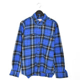 Vintage Wolferland formal button down shirt t-shirt tee top blouse in blue and black