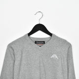 Vintage Kappa V-neck jumper jumper longsleeve tee pullover sweatshirt in grey