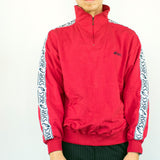Vintage Asics half zip fleece sweatshirt hoodie jumper sweater pullover in red