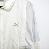 Vintage Puma windbreaker zip up jacket trackie track coat in white and grey