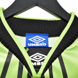 Vintage Umbro long sleeve shirt tee blouse jumper sweatshirt top in neon green and black