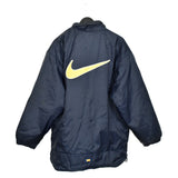 Vintage Nike puffer jacket bomber zip up track jacket windbreaker sweatshirt longsleeve tee pullover jumper in navy and yellow
