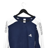 Vintage Adidas V-neck jumper long sleeve shirt tee blouse top sweatshirt in grey and dark blue