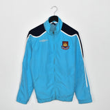 Vintage Umbro windbreaker zip up tracksuit track jacket trackie sweater jumper sweatshirt pullover long sleeve in light blue