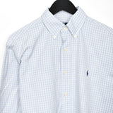 Vintage Ralph Lauren button down formal shirt long sleeve blouse top in blue and white