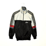 Vintage ASICS tracksuit trackie jacket zip up sweater in black and grey