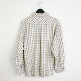 Vintage lotto formal button up shirt long sleeve top in white and brown stripes