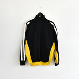 Vintage Adidas zip up crewneck jumper pullover sweatshirt windbreaker fleece track jacket hoodie in black and yellow