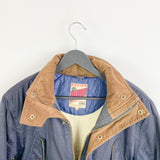 Vintage Review winter jacket puffer coat windbreaker tracksuit track jacket long sleeve in dark blue