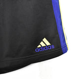 Vintage Adidas shorts trousers joggers bottoms pants in black with purple and yellow stripes