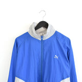 Vintage Puma tracksuit trackie jacket zip up sweater windbreaker jumper pullover in blue and grey